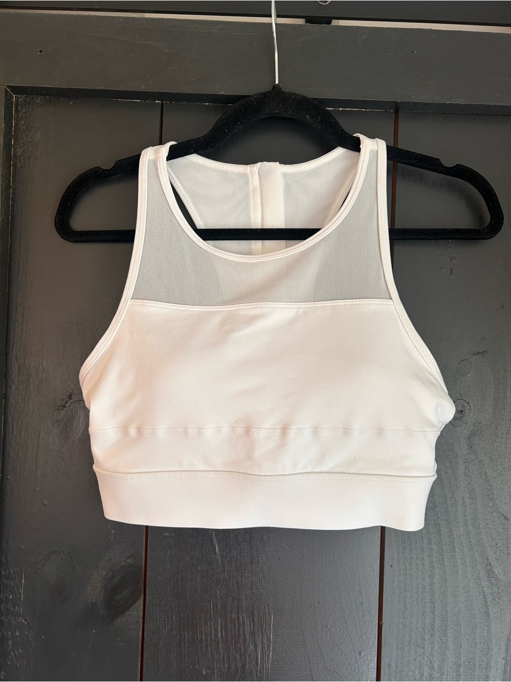 White Mesh-Back Sports Bra